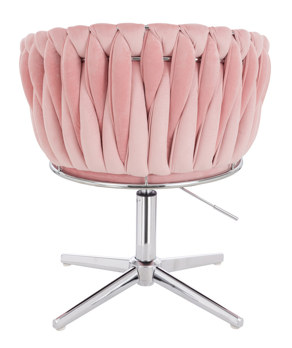 FOTEL HR750CROSS PUDROWY RÓŻ WELUR CHROMOWANA PODSTAWA