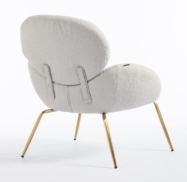 FOTEL HR2045 SZARY BARANEK ZŁOTA PODSTAWA