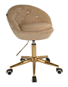 FOTEL HR948K LATTE WELUR ZŁOTA PODSTAWA