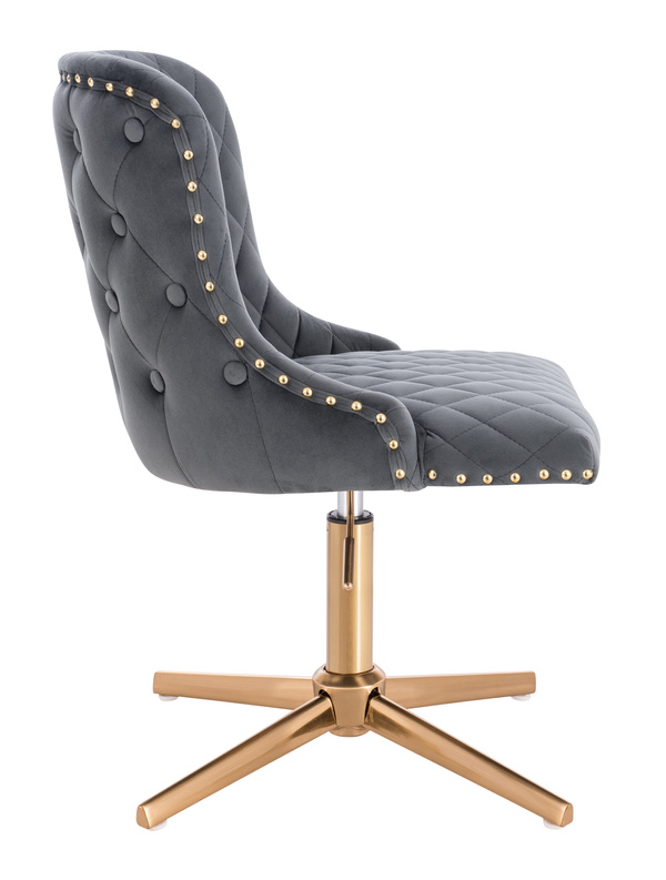 FOTEL HR940CROSS GRAFITOWY WELUR ZŁOTA PODSTAWA