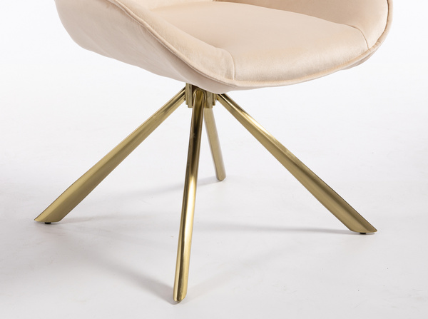 FOTEL HR350 PAJĄK KREMOWY WELUR ZŁOTA PODSTAWA