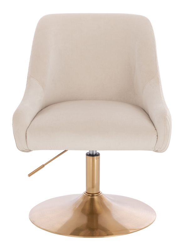 FOTEL HR920N KREMOWY WELUR ZŁOTA PODSTAWA