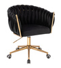 FOTEL HR750K CZARNY WELUR ZŁOTA PODSTAWA