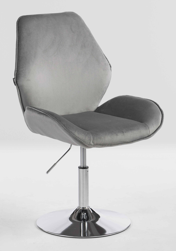 FOTEL HR350N STALOWY WELUR CHROMOWANA PODSTAWA