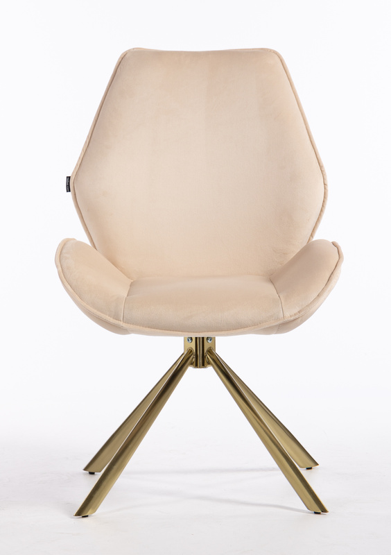 FOTEL HR350 PAJĄK KREMOWY WELUR ZŁOTA PODSTAWA