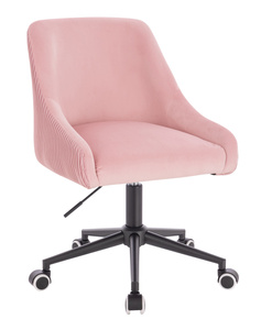 FOTEL HR920K PUDROWY RÓŻ WELUR CZARNA PODSTAWA