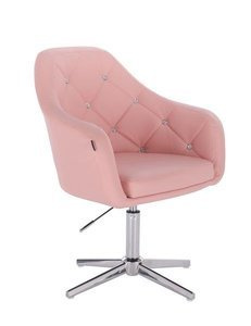 FOTEL HC830 RÓŻOWA SKÓRA CROSS CHROM