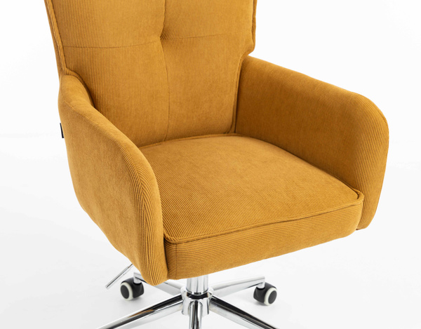 HOKER HR250K ŻÓŁTY CURRY PREMIUM CORD SZTRUKS CHROMOWANA PODSTAWA