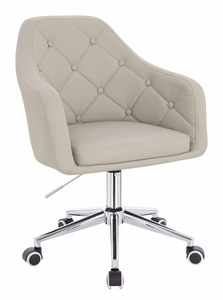 HOKER HR831K ECRU EKOSKÓRA PREMIUM SOFT CHROMOWANA PODSTAWA