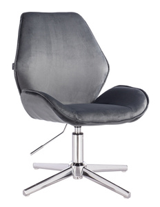 FOTEL HR350CROSS GRAFITOWY WELUR CHROMOWANA PODSTAWA