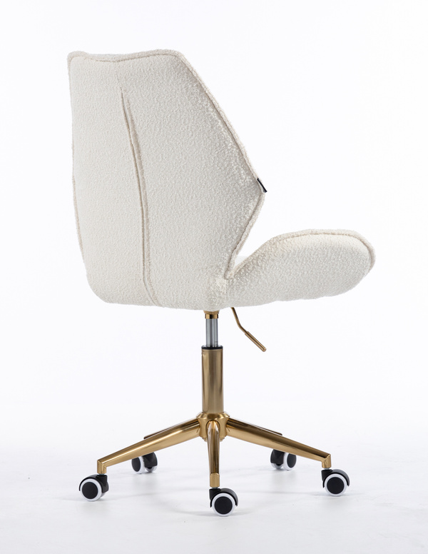 FOTEL HR350K KREMOWY BARANEK ZŁOTA PODSTAWA