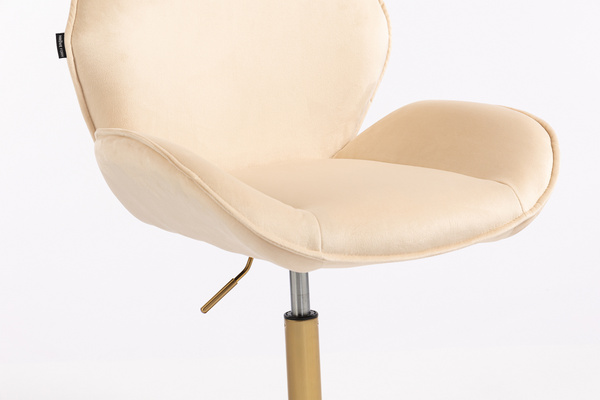 FOTEL HR350N KREMOWY WELUR ZŁOTA PODSTAWA