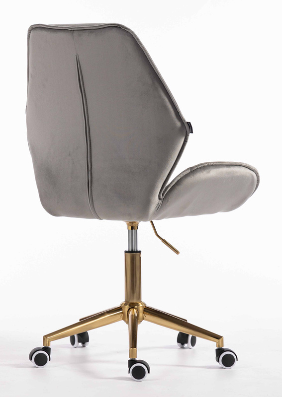 FOTEL HR350K STALOWY WELUR ZŁOTA PODSTAWA