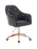 FOTEL HR830 CZARNA SKÓRA ZŁOTE KÓŁKA