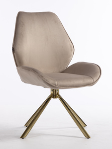 FOTEL HR350 PAJĄK LATTE WELUR ZŁOTA PODSTAWA