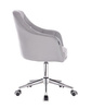 FOTEL HR830 SZARA SKÓRA CHROM KÓŁKA
