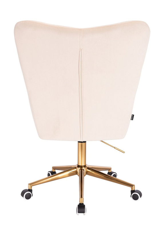 FOTEL HR650K KREMOWY WELUR ZŁOTA PODSTAWA