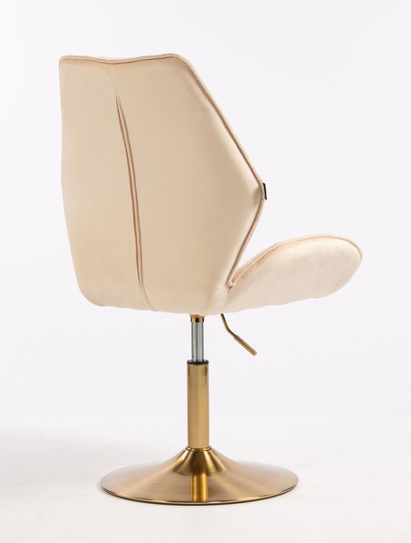 FOTEL HR350N KREMOWY WELUR ZŁOTA PODSTAWA