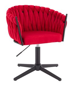 FOTEL HR750CROSS CZERWONY WELUR CZARNA PODSTAWA