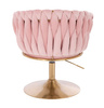 FOTEL HR750N PUDROWY RÓŻ WELUR ZŁOTA PODSTAWA