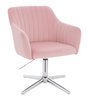FOTEL HR190CROSS PUDROWY RÓŻ WELUR CHROMOWANA PODSTAWA