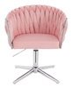 FOTEL HR750CROSS PUDROWY RÓŻ WELUR CHROMOWANA PODSTAWA