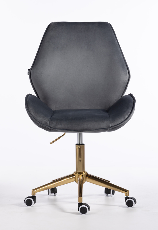 FOTEL HR350K GRAFITOWY WELUR ZŁOTA PODSTAWA