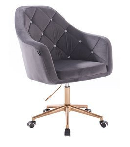 FOTEL HR830K GRAFITOWY WELUR ZŁOTA PODSTAWA