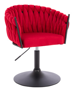 FOTEL HR750N CZERWONY WELUR CZARNA PODSTAWA