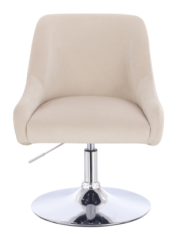 FOTEL HR920N KREMOWY WELUR CHROMOWANA PODSTAWA