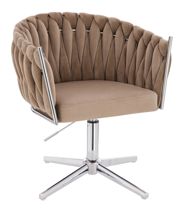 FOTEL HR750CROSS LATTE WELUR CHROMOWANA PODSTAWA