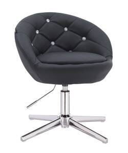 FOTEL HR948CROSS CZARNY EKOSKÓRA CHROMOWANA PODSTAWA