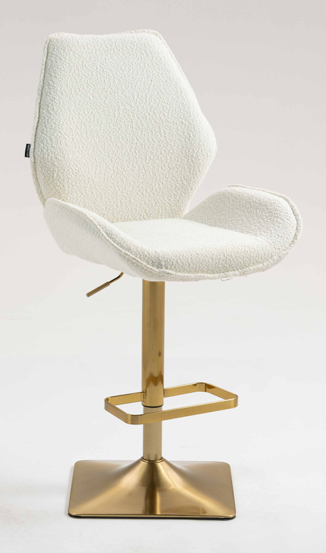 FOTEL HR350KW KREMOWY BARANEK ZŁOTA PODSTAWA