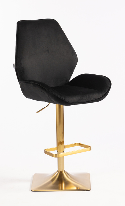 FOTEL HR350KW CZARNY WELUR ZŁOTA PODSTAWA