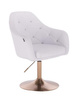 FOTEL HR830 BIAŁA SKÓRA ZŁOTA PODSTAWA