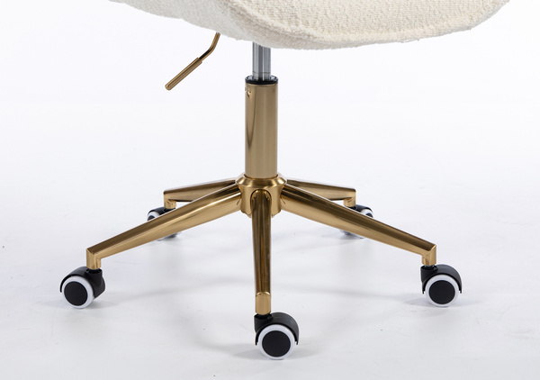 FOTEL HR350K KREMOWY BARANEK ZŁOTA PODSTAWA