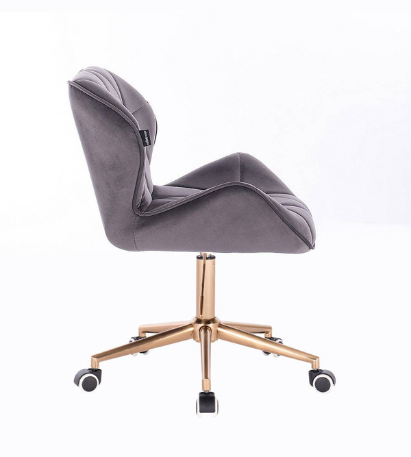 FOTEL HR111K ZŁOTE KÓŁKA GRAFITOWY WELUR