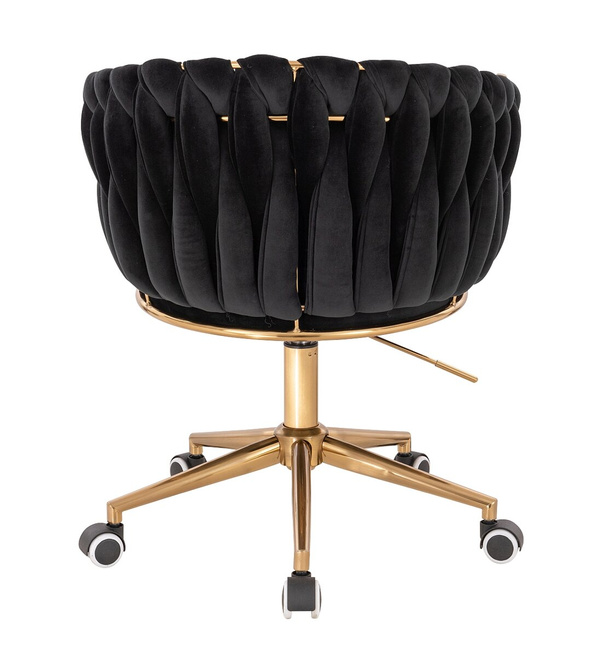 FOTEL HR750K CZARNY WELUR ZŁOTA PODSTAWA