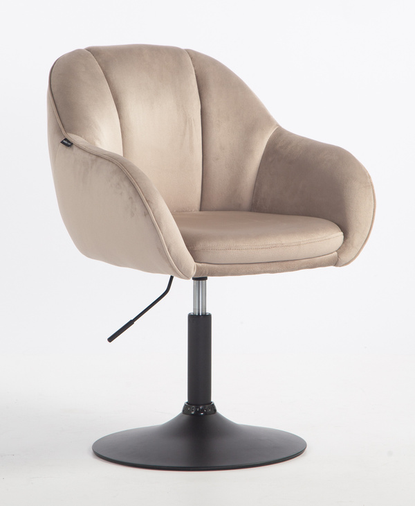 FOTEL HR2055N LATTE WELUR CZARNA PODSTAWA