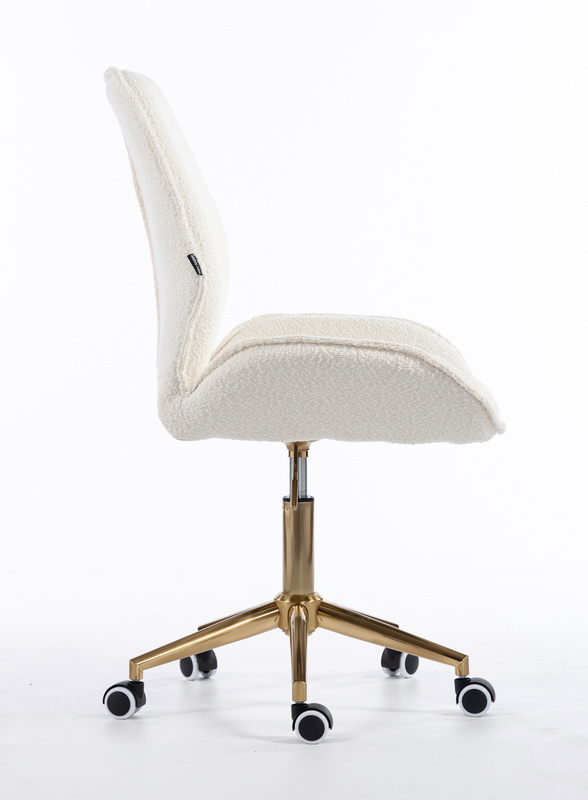 FOTEL HR350K KREMOWY BARANEK ZŁOTA PODSTAWA