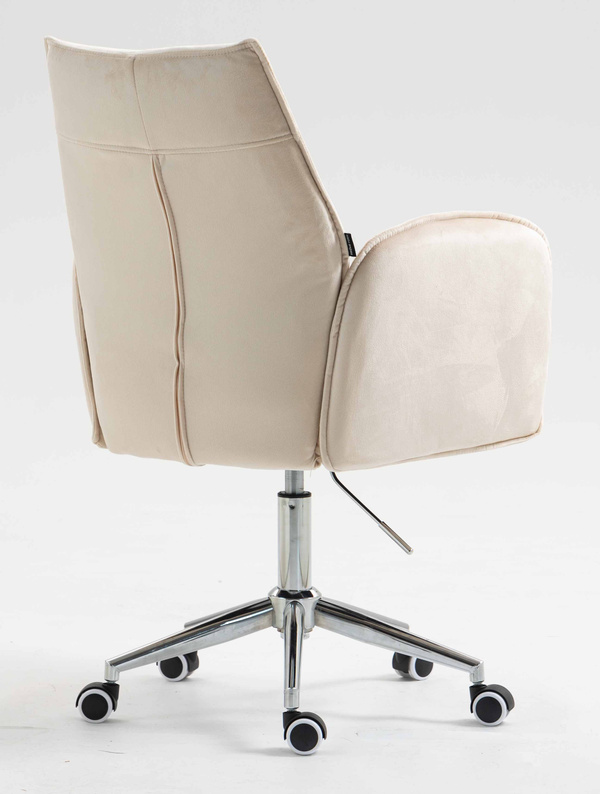 FOTEL HR280K KREMOWY WELUR CHROMOWANA PODSTAWA