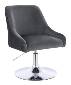 FOTEL HR920N GRAFITOWY WELUR CHROMOWANA PODSTAWA