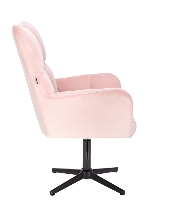 FOTEL HR650CROSS PUDROWY RÓŻ WELUR CZARNA PODSTAWA
