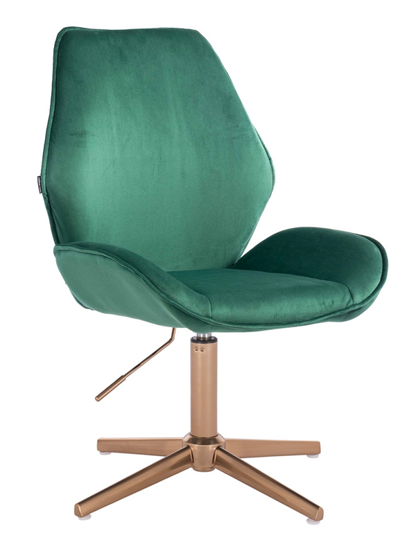 FOTEL HR350CROSS BUTELKOWA ZIELEŃ WELUR ZŁOTA PODSTAWA