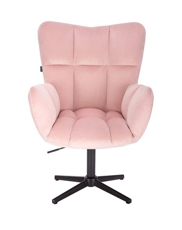 FOTEL HR650CROSS PUDROWY RÓŻ WELUR CZARNA PODSTAWA
