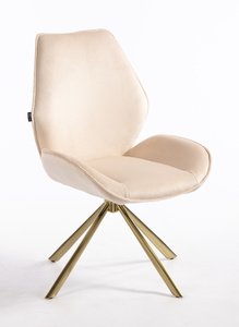 FOTEL HR350 PAJĄK KREMOWY WELUR ZŁOTA PODSTAWA