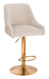 FOTEL HR920W KREMOWY WELUR ZŁOTA PODSTAWA