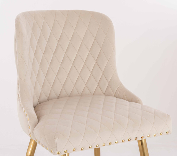 HR940 KRZESŁO ZŁOTE NOGI KREMOWY WELUR