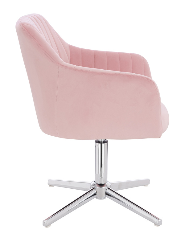FOTEL HR190CROSS PUDROWY RÓŻ WELUR CHROMOWANA PODSTAWA