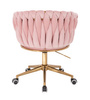 FOTEL HR750K PUDROWY RÓŻ WELUR ZŁOTA PODSTAWA